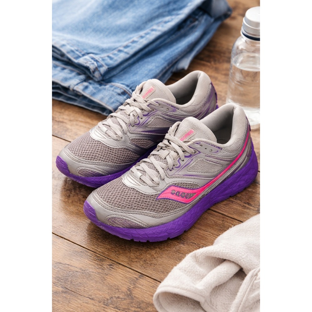 Saucony Running Shoes Women's 8.5 Grey Purple Pink Athletic Sneakers - Picture 9 of 9